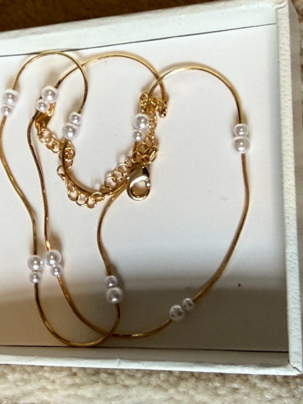Adina Eden Pearl Station Snake Chain necklace